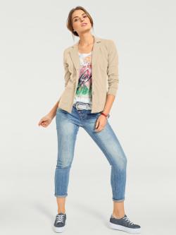 Blazer en jersey coupe sobre pour un look décontracté tendance, couleur marron, taille 44, marque Linea Tesini - helline