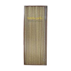 Pailles à paillettes dorées réutilisables + brosse