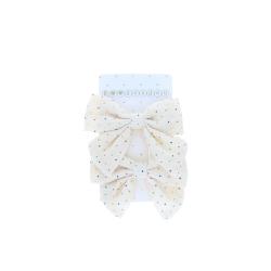 Lot de 2 barrettes à nœud crème à pois