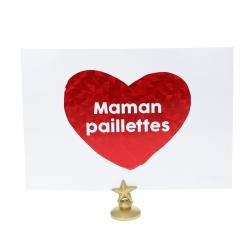 Carte Maman paillettes cœur rouge