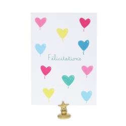 Carte félicitations ballons cœurs multicolores
