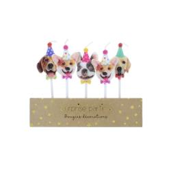 Lot de 5 bougies d'anniversaire Chiens