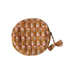 Porte-monnaie rond block print curry - Mariage Indien