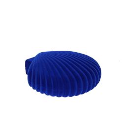 Boîte à bijoux velours grand coquillage bleu