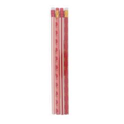 Lot de 4 crayons à papier fleurs rouge et rayures - Trouville