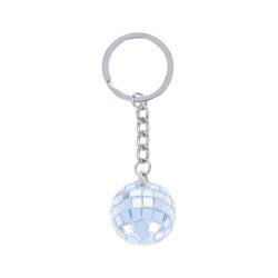 Porte-clés boule disco à facettes argent