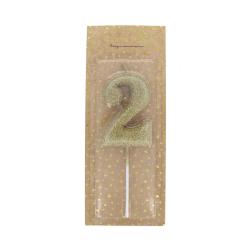 Bougie d'anniversaire à paillettes dorées 2