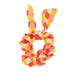 Chouchou noeud cheveux rayé jaune orange - Olympe