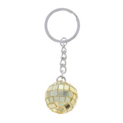 Porte-clés boule disco à facettes doré