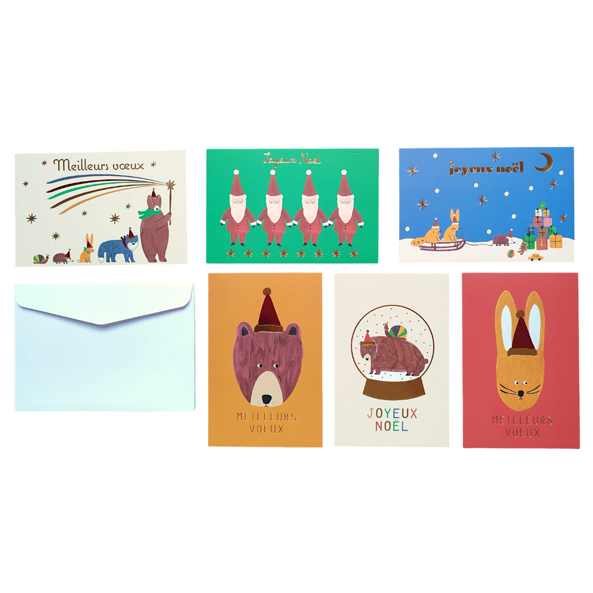 Lot de 6 cartes de vœux Noël - La forêt