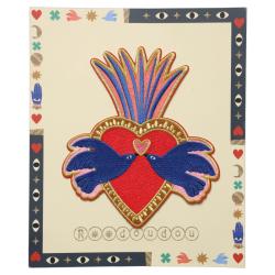 Grand patch thermocollant cœur ex-voto oiseaux