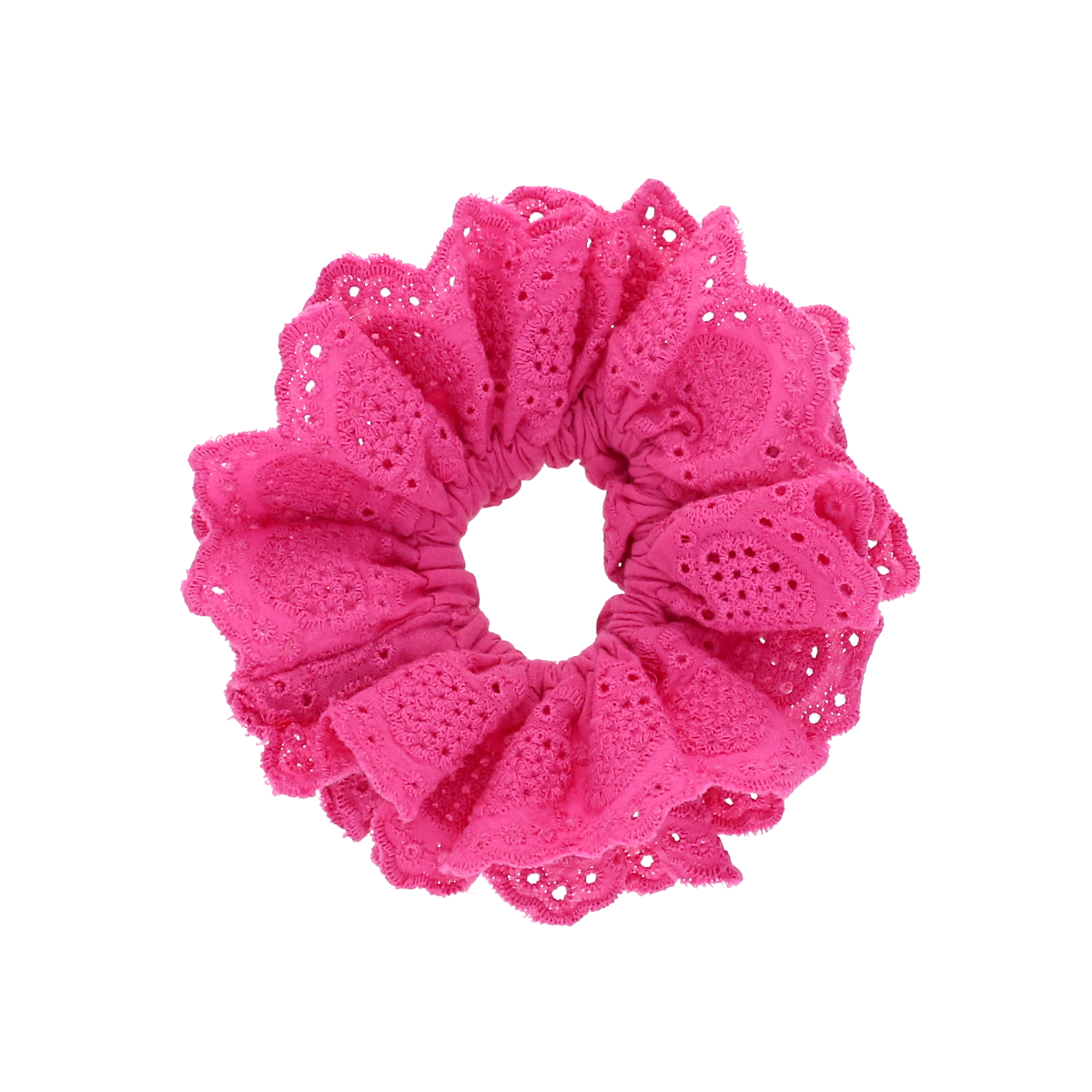 Chouchou à broderie anglaise rose fuchsia - Aland