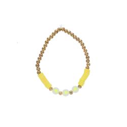 Bracelet perles dorées et jaune 3 coeurs
