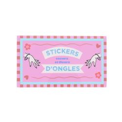Set de 4 planches de stickers pour ongles fleurs et coeurs