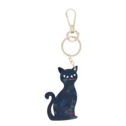 Porte-clé en résine chat noir - La bonne aventure
