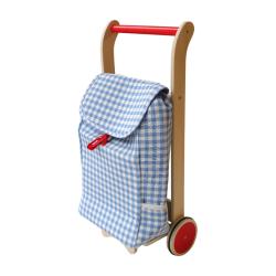 Mon petit chariot de courses vichy bleu