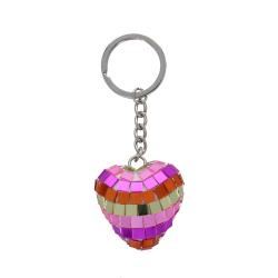 Porte-clés cœur à facettes arc-en-ciel