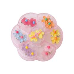 Boite de 7 paires de boucles d'oreilles papillon et fleurs