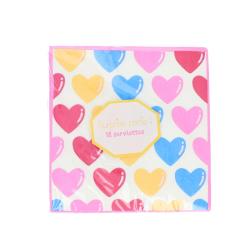 Lot de 18 serviettes en papier cœurs multicolores