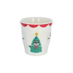 Petit verre en mélamine sapin et bonhomme de neige