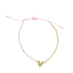 Bracelet fin rose pâle cœur doré