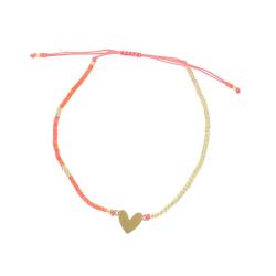 Bracelet fin corail cœur doré