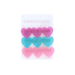 Lot de 3 barrettes cœurs à paillettes