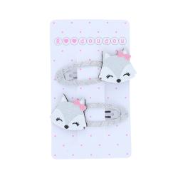 Lot de 2 barrettes cheveux renard