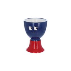 Coquetier enfant en céramique bleu et rouge - Bip bip !