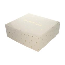 Boîte cadeau écrue et dorée format moyen