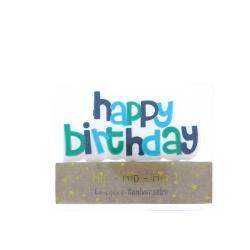 Bougie Happy birthday verte et bleue