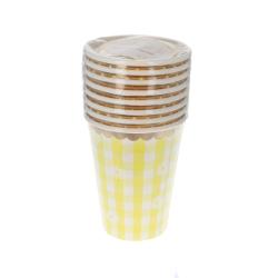 Lot de 8 gobelets à pâquerettes vichy jaune