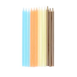 Lot de 12 bougies doré jaune et bleu