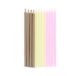 Lot de 12 bougies rose et doré