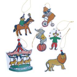 Lot de 6 étiquettes cadeaux cirque