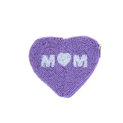 Porte-monnaie cœur lilas et blanc mom