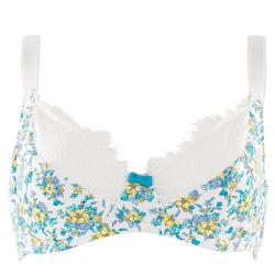 Pomm'Poire Soutien-gorge grand maintien C, D et E ivoire/turquoise Sweet Heart