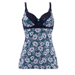 Pomm'Poire Top à armatures bonnets C, D et E indigo/vert Pas De Deux