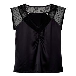 Pomm'Poire Top de pyjama noir Pivoine