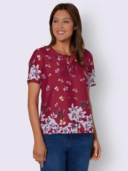Tunique lien à nouer à l'encolure - framboise imprimé - 42 - Moda Vilona