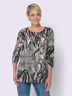 T-shirt à manches 3/4 imprimé animal décoratif - écru-taupe imprimé - 44 - Moda Vilona