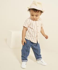 Jean relax bébé garçon en denim low impact avec ceinture verte - 12 M