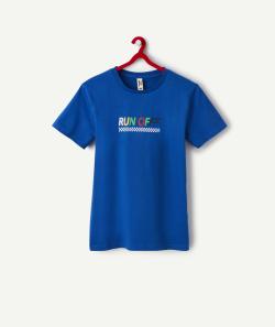 T-shirt manches courtes garçon en coton bio bleu thème racing - S