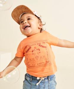 T-shirt bébé garçon en coton bio orange thème mexico - 36 M