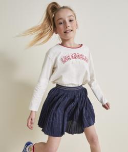 Jupe plissée fille bleue avec détails pailletés - 12 A