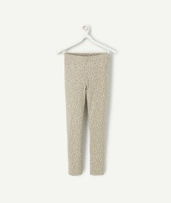 Legging fille en coton biologique vert imprimé fleuri blanc - 8 A
