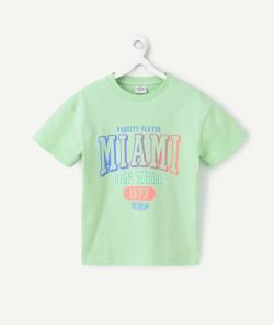 T-shirt manches courtes garçon coton bio vert thème miami - 8 A