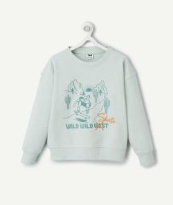 Sweat manches longues garçon en coton bio vert thème skate - 8 A