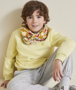 Sweat garçon en fibres recyclées jaune et message brodé - 5 A
