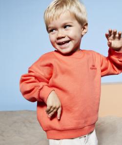 Sweat bébé garçon en fibres recyclées orange avec message - 18 M